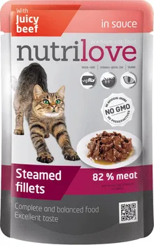 Krmivo pro kočku Nutrilove Cat kapsička hovězí ve šťávě 85 g