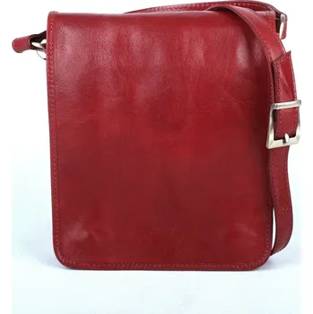 Kabelka Unisex tmavěčervená středně velká kožená crossbody taška no. 48