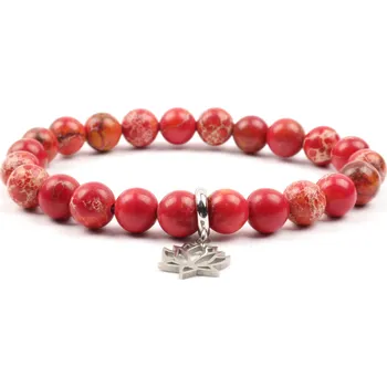 Náramek Moni - dámský náramek červený regalit s květem lotusu