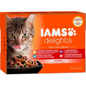 Krmivo pro kočku Iams Cat Delights Land & Sea Collection in gravy Multipack