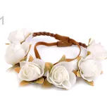Pružná čelenka do vlasů s poupátky - ivory
