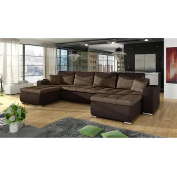 Sedací souprava Rozkládací rohová sedačka DANIELA U VII hnědá melír / hnědá