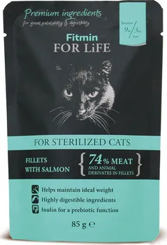 Krmivo pro kočku Fitmin For Life Cat Pouch Sterilized Salmon 85 g