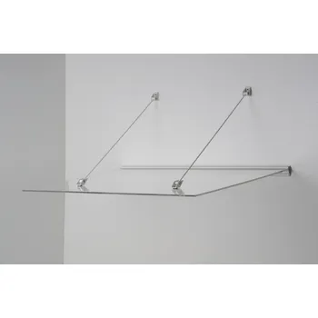 Stříška nad vchodové dveře vchodová stříška LANITPLAST LAZUR 150/97 bílá (Hliníková vchodová stříška bílá, š 1500 x h 970 x v 200 mm, čiré plexisklo 10 mm.)