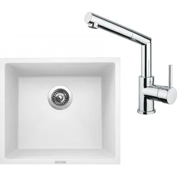 Granitový dřez Sinks Frame 457 Milk + Sinks Mix 350 P lesklý