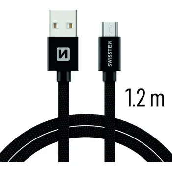 Kabel DATOVÝ KABEL SWISSTEN TEXTILE USB / MICRO USB 1,2 M ČERNÝ