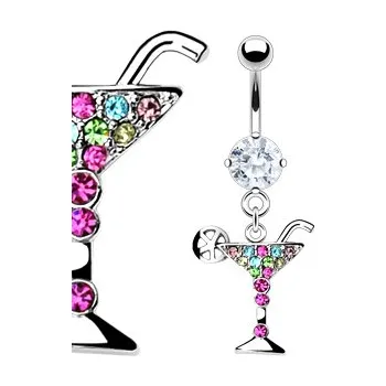 Piercing Šperky4U Piercing do pupíku zdobený barevnými zirkony - WP01217