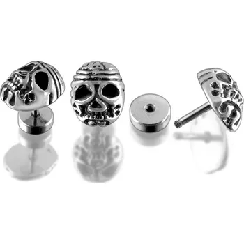 Piercing Šperky4U Falešný piercing do ucha - lebka - FP01057