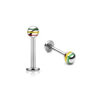 Piercing Šperky4U Labreta s barevnými pruhy - LB01130-1208