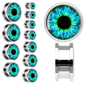 Šperk Šperky4U Plug do ucha šroubovací - oko modré - PL01125-18