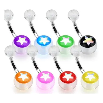 Šperk Šperky4U Piercing do pupíku - banánek s hvězdou - BA01043-P