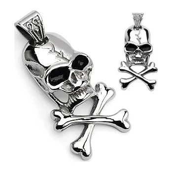 Přívěsek Šperky4U Ocelový přívěšek motorkářský - lebka s hnáty - OPP1225