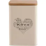 Orion Dóza plechová KÁVA-SRDCE, 9,5x 9,5x14cm, dřevěné víčko