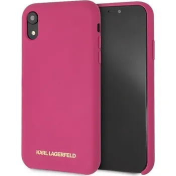 Pouzdro na mobilní telefon Karl Lagerfeld Gold Logo Silicone pro iPhone XR fialové