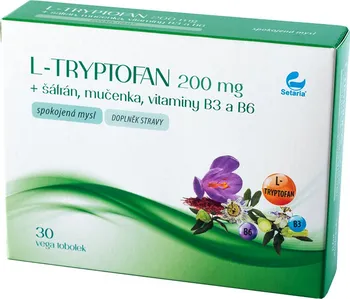 Přípravek na podporu paměti a spánku Setaria  L-tryptofan 200 mg + šafrán + mučenka + vitaminy B3 a B6 30 tob.