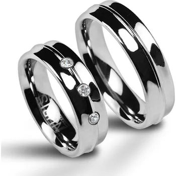 Prsten NUBIS® NWF1023 Dámský snubní prsten wolfram se zirkony - velikost 56 - NWF1023-Zr3-56