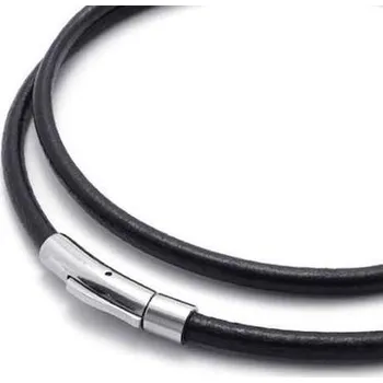 Náhrdelník Šperky4U Kožený náhrdelník - ocelový uzávěr, tl. 4 mm - LR0002-040-55