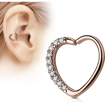 Piercing Šperky4U Zlacený piercing do nosu/ucha srdce, čiré kamínky - N0060P-RDC