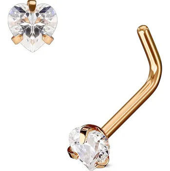 Piercing Šperky4U Zlacený piercing do nosu srdíčko, čirý kamínek - N0068-RDC