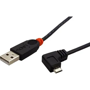 Datový kabel Lindy USB 2.0 kabel USB A(M) - micro USB B(M), 1m, lomený 90° vlevo (31976) - 11.43.8706