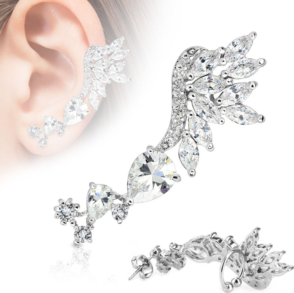 Šperky4U Piercing podkova ozdobná - na levé ucho - PV1004-L