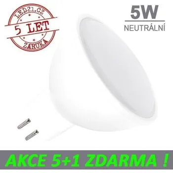 Žárovka LED21 LED žárovka 5W GU5.3 320lm 12V DC NEUTRÁLNÍ, 5+1 ZDARMA