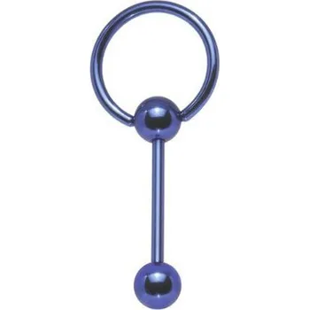Piercing Šperky4U Piercing do jazyka s kruhem - modrý, tyčka 1,6 x 18 mm - PJ01007-B