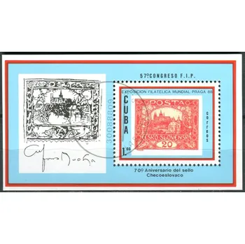 Poštovní známka (1988) MiNr. 3218 - Block 112 - O - Kuba - Mezinárodní výstava poštovních známek PRAGA '88, Praha