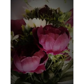 umělá květina Pivoňka kytice,6 barev, Barva tm.vínová H327