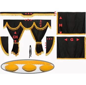 Dámská erotická souprava Záclonka komplet XXL černá / bambulky žluté