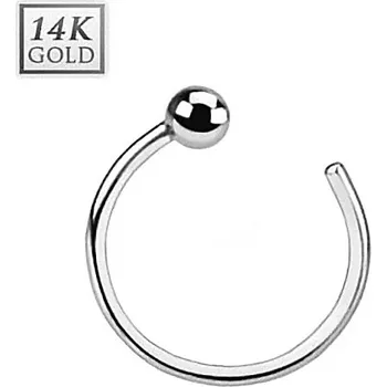 Piercing Šperky4U Zlatý piercing do nosu kruh, 0,8 x 8 mm, Au 585/1000 - ZL01039-WG