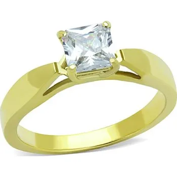 Prsten Šperky4U Zlacený ocelový prsten se zirkonem - velikost 55 - OPR1564-55