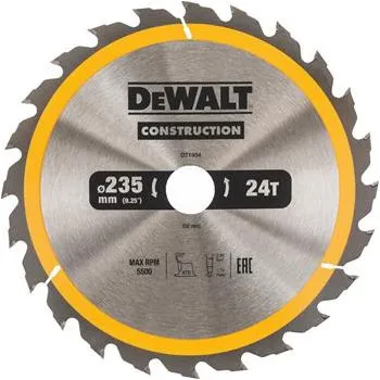 Pilový kotouč DeWALT DT1954 pilový kotouč CONSTRUCTION pro pokosové pily na dřevo s hřebíky, 235 x 30 mm, 24 zubů
