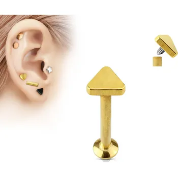 Piercing Šperky4U Zlacený piercing do brady - labreta 1,2 x 6 mm, trojúhelník - LB1027GD-1206