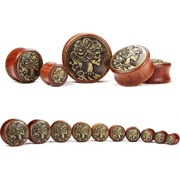 Piercing Šperky4U Plug do ucha ze dřeva - kamej - PL01201-14