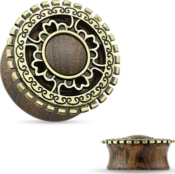 Piercing Šperky4U Dřevěný plug do ucha s ornamenty - PL01194-06