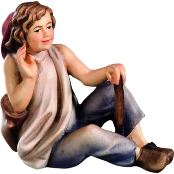 Vánoční dekorace Ornatis Chlapec sedící Provedení: Malované, Velikost stojících figur dospělých postav: 7 cm Dřevěná vyřezávaná soška sedícího chlapce