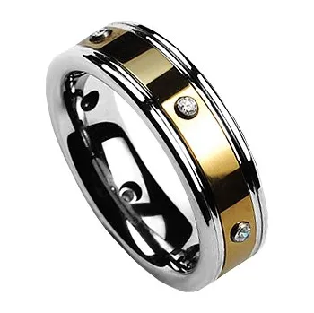 Prsten NUBIS® NWF1002 Dámský snubní prsten wolfram se zirkony - velikost 48 - NWF1002-Zrx-48