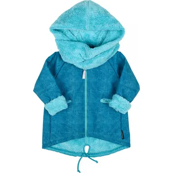 Chlapecká bunda tyrkysová softshellová bunda s kapucí a šálkou