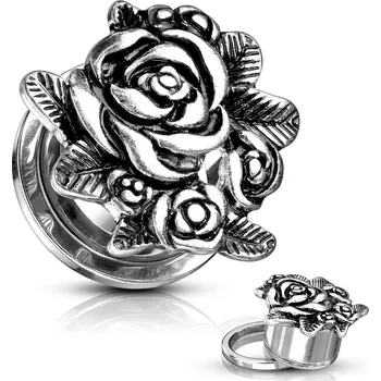 Piercing Šperky4U Plug do ucha s růžemi - PL01225-14