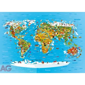 Fototapeta Dětská vliesová obrazová fototapeta Mapa světa FTNM2650 / Dětské obrazové fototapety na zeď 1 dílné Disney FT0844 AG Design (160 x 110 cm)