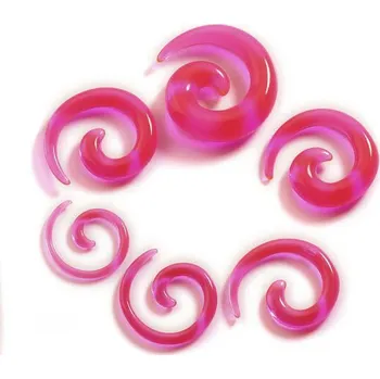 Šperk Šperky4U Roztahovák do ucha - spirála růžová průhledná - EP01064-05