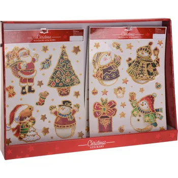 Vánoční dekorace Vánoční dekorace barevná na okna 42x30cm, samolepící, mix druhů