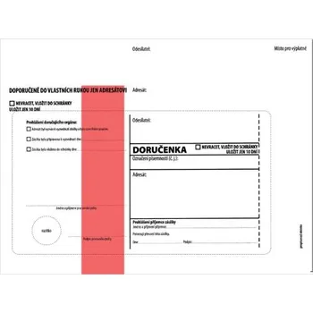 Obálka Doručenka C5 162x217, poučení SŘ, červený pruh, 100 ks