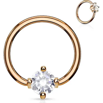 Piercing Šperky4U Zlacený piercing - kruh s kamínkem, čirá barva - K1021-RDC