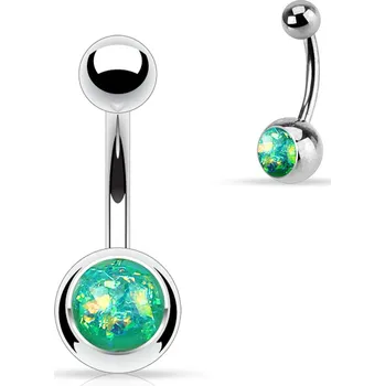 Piercing Šperky4U Piercing do pupíku - banánek zelený opál - BS1058-G