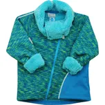 tyrkysová žíhaná softshellová bunda s ohrnovacím límcem