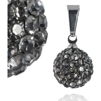 Přívěsek Šperky4U Ocelový přívěsek kulička 12 mm - šedé krystaly - PSW1008