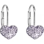 EVOLUTION GROUP CZ Dívčí stříbrné náušnice srdíčka s krystaly Crystals from Swarovski® Violet - 31125.3 violet