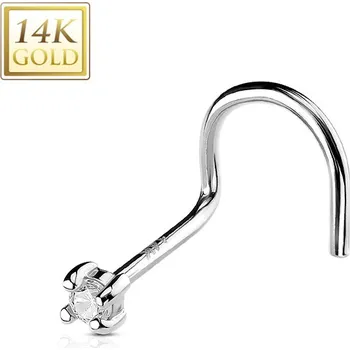 Piercing Šperky4U Zlatý piercing do nosu - zirkon 2 mm, Au 585/1000 - ZL01010-WG
